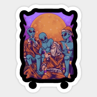 Aliens n Santa Sticker